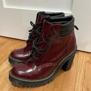Dr. Martens Persephone Platform Combat Boots | Cherry Red Burgundy | US 8 EU 39